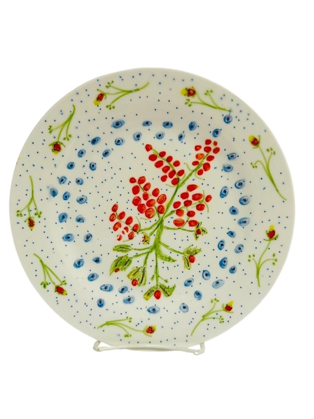 Blue Rose Polish Pottery Tara Hand Painted Dinner Plate 9”